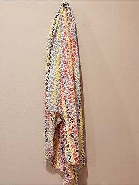 Anna & Ava Colorful Animal Print Scarf Sheer White Fabric Modern    28 cm X 75